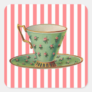Vintage Victorian Tea Cup Square Sticker