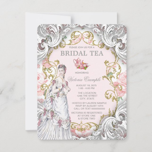Vintage Victorian Tea Party Invitation (Front)