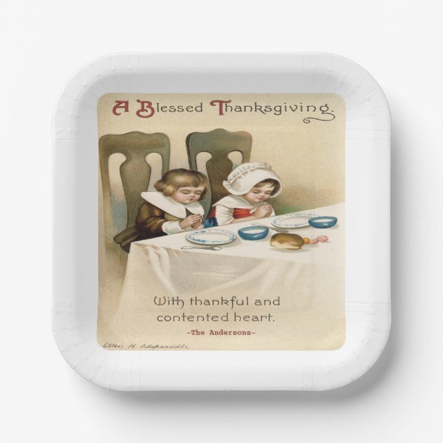 Vintage Victorian Thanksgiving Personalised Paper Plate (Front)