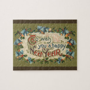Vintage Victorian, To Wish You a Happy New Year Jigsaw Puzzle