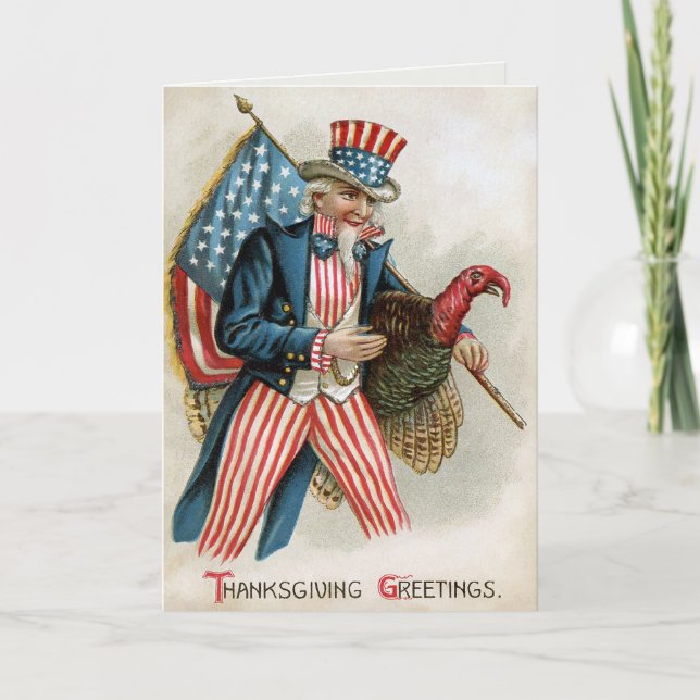 Vintage Victorian Uncle Sam Thanksgiving Card (Front)