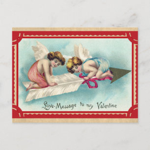 Vintage Victorian Valentines Day Angel Cherub Postcard