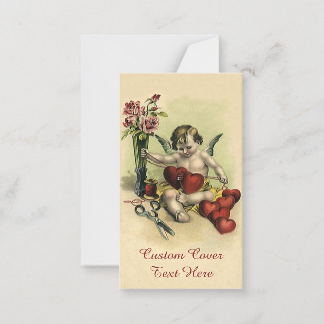 Vintage Victorian Valentine's Day Angel Seamstress Card (Front)
