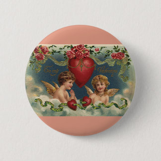 Vintage Victorian Valentine's Day Angels in Heaven 6 Cm Round Badge