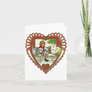 Vintage Victorian Valentine's Day, Boy in Heart Holiday Card