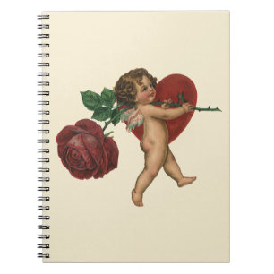 Vintage Victorian Valentine's Day Cherub and Rose Spiral Notebook