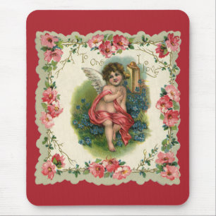 Vintage Victorian Valentine's Day, Cherub on Phone Mouse Pad
