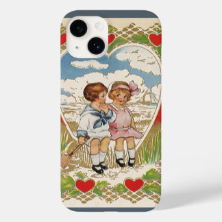 Vintage Victorian Valentines Day Children in Heart Case-Mate iPhone 14 Case