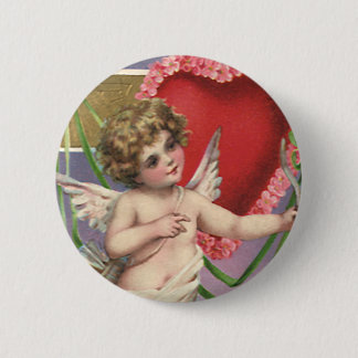 Vintage Victorian Valentine's Day Cupid with Heart 6 Cm Round Badge