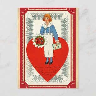 Vintage Victorian Valentines Day Cute Funny Poem Postcard