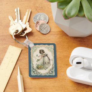 Vintage Victorian Valentine's Day, Girl with Roses Key Ring