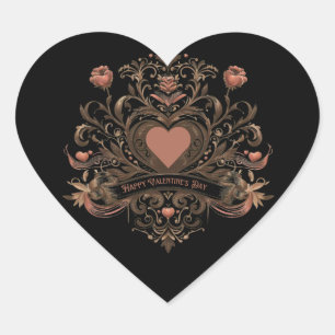 Vintage, Victorian Valentine's day Heart Sticker