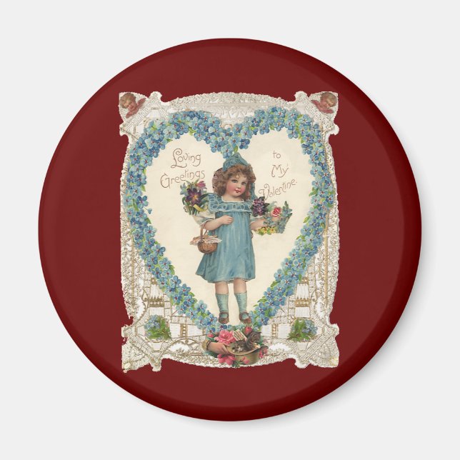 Vintage Victorian Valentine's Day, Heart Wreath Magnet (Front)