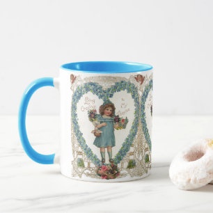 Vintage Victorian Valentine's Day, Heart Wreath Mug