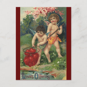 Vintage Victorian Valentine's Day, Love's Offering Holiday Postcard