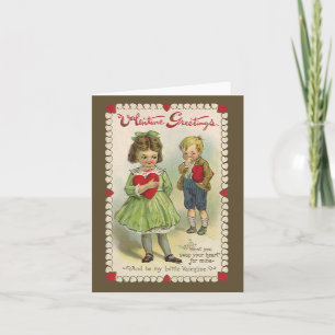 Vintage Victorian Valentine's Day, Shy Children Holiday Card