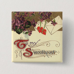 Vintage Victorian Valentine's Day To My Sweetheart 15 Cm Square Badge