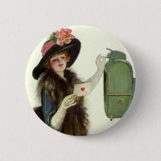 Vintage Victorian Valentines Day Woman Love Letter 6 Cm Round Badge