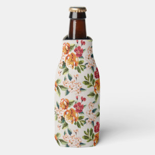 Vintage Victorian Watercolor Floral Pattern Bottle Cooler