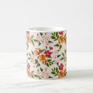 Vintage Victorian Watercolor Floral Pattern Coffee Mug