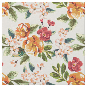 Vintage Victorian Watercolor Floral Pattern Fabric