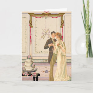 Vintage Victorian Wedding Celebration Scene Card