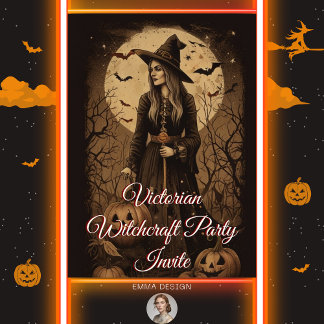 Vintage Victorian Witchcraft Halloween Party  Invitation