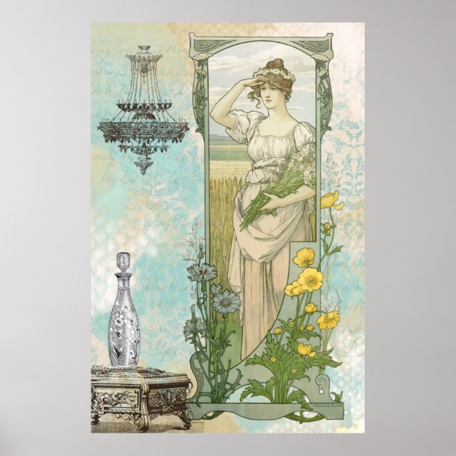 *~* Vintage Victorian Woman Art Nouveau AR23 Poster (Front)