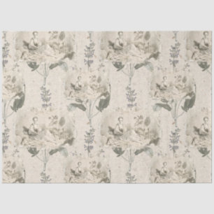 Vintage Victorian Woman Artist Collage Tissue Paper