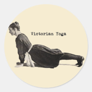 Vintage Victorian Yoga Woman Upward Dog Pose Print Classic Round Sticker