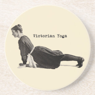 Vintage Victorian Yoga Woman Upward Dog Pose Print Coaster