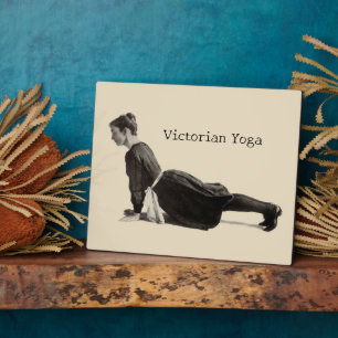 Vintage Victorian Yoga Woman Upward Dog Pose Print Plaque