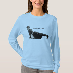 Vintage Victorian Yoga Woman Upward Dog Pose Print T-Shirt