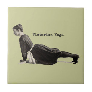 Vintage Victorian Yoga Woman Upward Dog Pose Print Tile