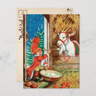 Vintage Victorian Yule Goat Christmas Postcard