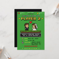 Vintage Video Game Bright Green Fun Wedding