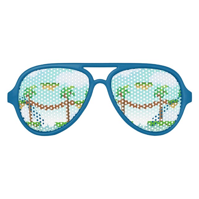 Vintage Video Game Palm Trees. Aviator Sunglasses (Front)