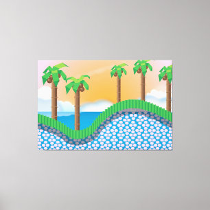 Vintage Video Game Palm Trees. Canvas Print