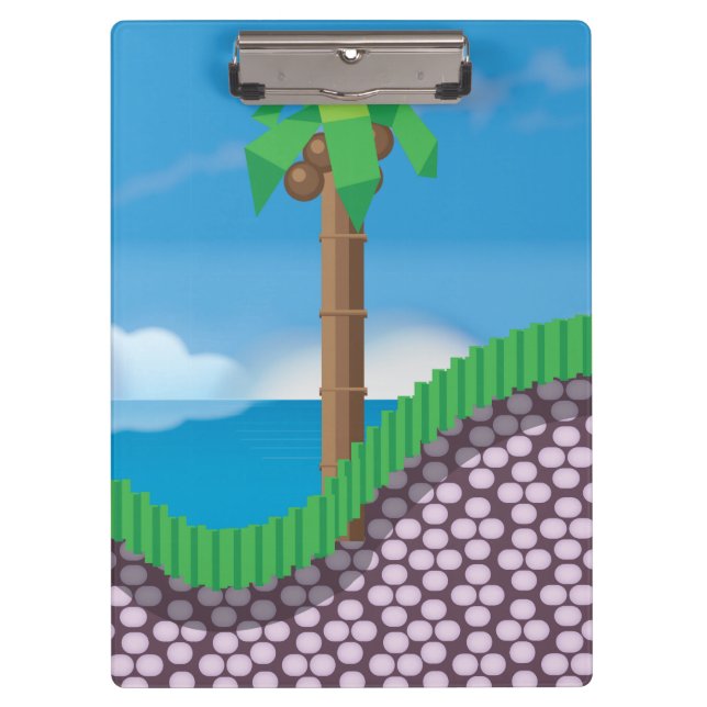 Vintage Video Game Palm Trees. Clipboard (Front)