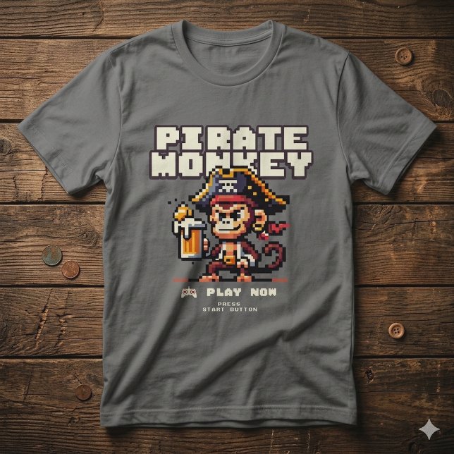 Vintage Video Game Pirate Monkey T-Shirt (Creator Uploaded)