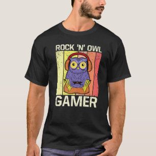 Vintage Video Game Saying Gaming Rock N Owl Gamer T-Shirt