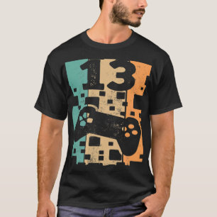 Vintage Video Gamer Level 13 Unlocked 13th Birthd T-Shirt