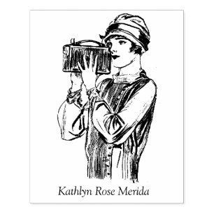 Vintage Videographer Woman Film Maker Vloggers Rubber Stamp