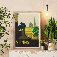 Vintage Vienna White Border Retro Travel Poster