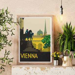 Vintage Vienna White Border Retro Travel Poster