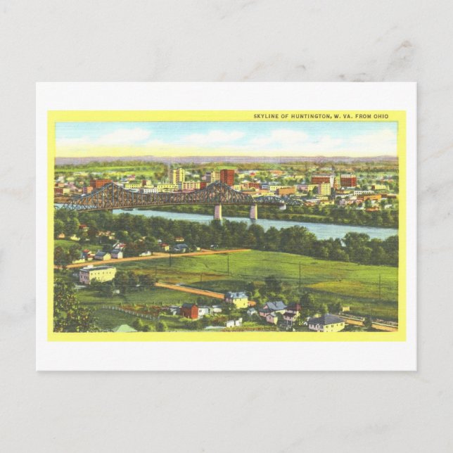 Vintage View of Huntington, WV, Skyline Postcard (Front)