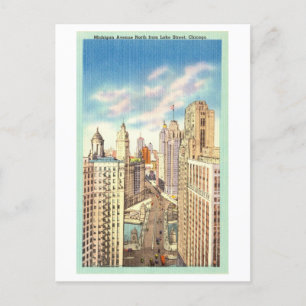 Vintage View of Michigan Avenue in Chicago Postcard