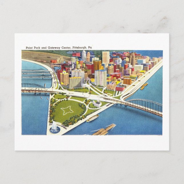 Vintage View of Pittsburgh, Pennsylvania, Postcard (Front)