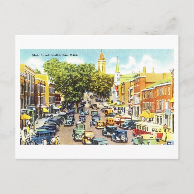Vintage View of Southbridge, Massachusetts, Postcard (Front)