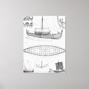 Vintage Viking Naval Ship History and Diagram Canvas Print